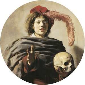 Young Man with a Skull - Painting by Frans Hals - Whois - xwhos.com